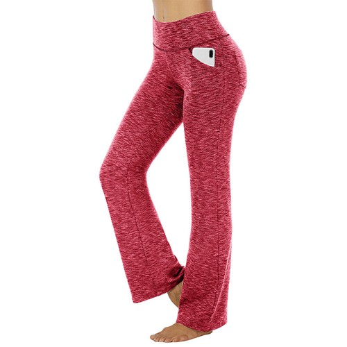 Women Trousers Flare Yoga Pants Ladies Running Full-length High Waist Jeggings - Picture 4 of 23