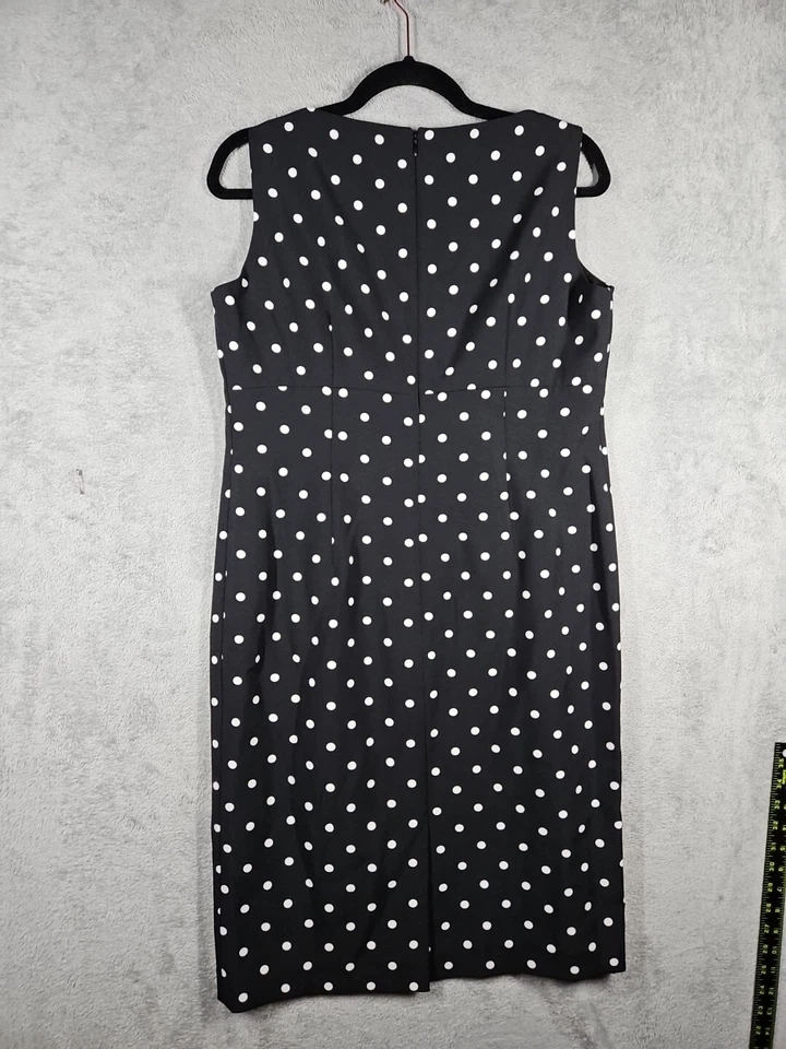 Vestido midi para mujer KASPER negro, blanco a lunares sin mangas línea A talla 10 nuevo sin etiquetas  Foto 2 de 4