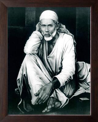 Seltene Bild Von Lord Sai Nath HD Gedrucktes Religiöses Bild Mit Holzrahmen