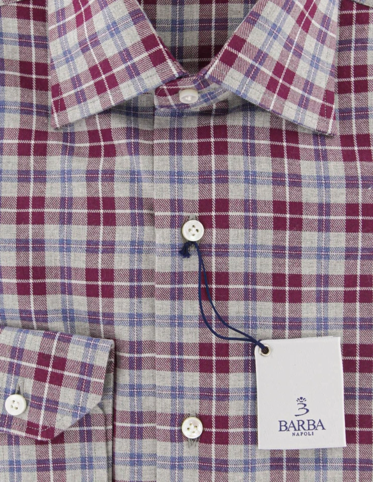 Camisa xadrez de algodão Barba Napoli cinza - Fina - 15,5/39 - (822) - Imagem 2 de 4