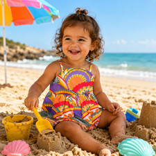 Vintage Baby Girl Romper Sunsuit Vibrant Multi Color Size 12 Months NWT