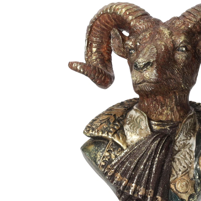 Busto Ariete Decorativo in Resina Statua Testa Montone Moderno Soprammobile 23, fotografia 9 di 9