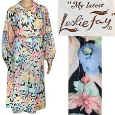 70s Vintage Leslie Fay Floral Poet Blouse Skirt Dress Set Cottagecore Summer 12