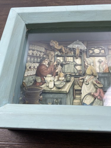 Vintage Anton Pieck olandese carta tagliata a mano incorniciata 3d shadow box arte - anni '60 - Foto 3 di 6