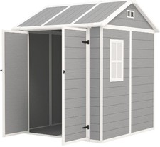 VivaGarden Casetta da Giardino 2 ante Plastica/Alluminio 181x181x220 cm Grigio