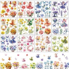 Gisgfim 12 Sheets Fairy Flower Rub on Transfers for Crafts and Furniture, Sticke