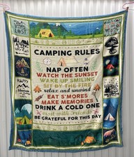 Camping Rules Outdoors 50x60 Inch Throw Blanket Cover Soft Bedding Gift Cozy