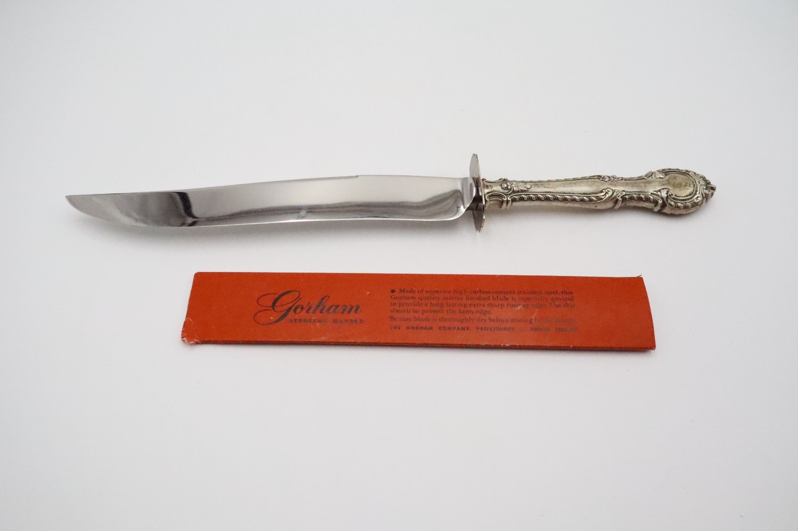 Gorham Chantilly Sterling Silver Handle Stainless Steel Carving Knife Vintage
