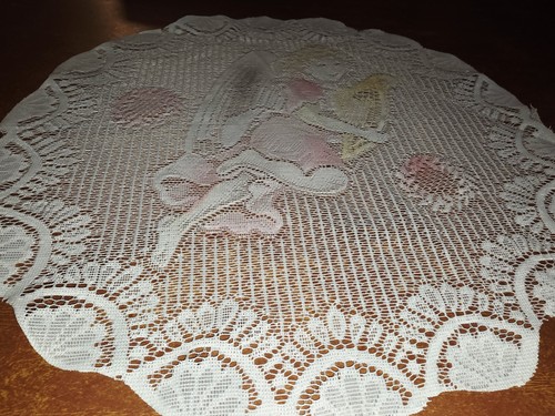 ED5 TAPETE DE ÁNGEL LAVA HECHO A MANO VINTAGE 14" REDONDO EL PERFECTO SHABBY CHIC - Imagen 2 de 4