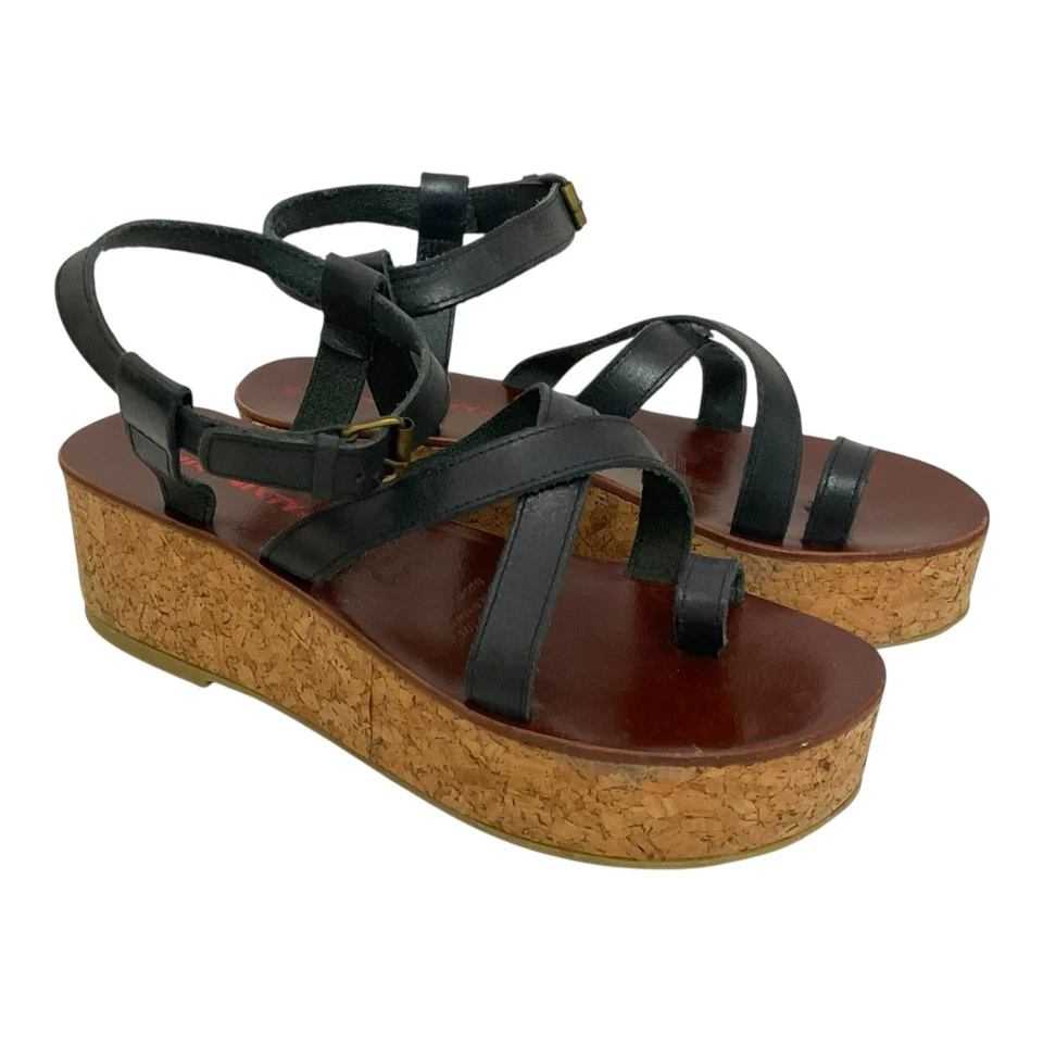 Sandalias Miss Sixty de cuero negras con cuña tacón de corcho talla EU 40 AU 9 Foto 4 de 4