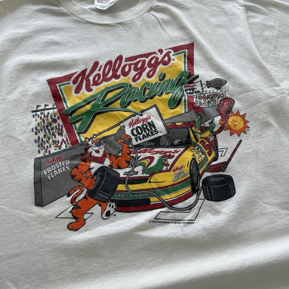 Camiseta promocional 1995 vintage NASCAR Tony The Tiger Kelloggs talla grande Foto 3 de 4