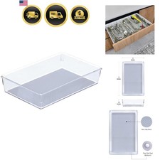 Drawer Organizer Bin, 9x6 - Heavy Duty Clear Plastic Storage Tray for Junk Dr...