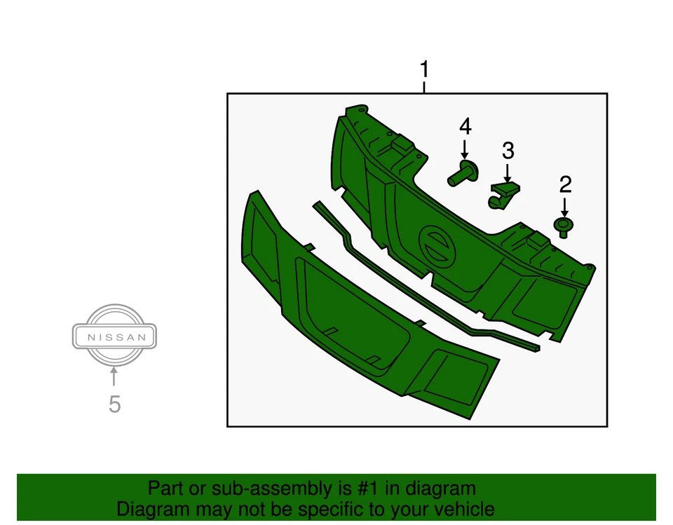 Grade superior frontal do radiador OEM nova prata com cinza 09-13 Xterra 62310ZL00A - Imagem 3 de 3