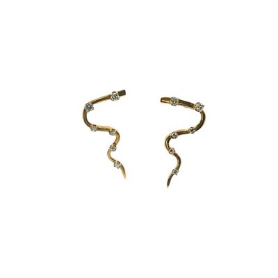 Vintage 14K Yellow Gold Diamond Drop Earrings 0.23 cttw 1''