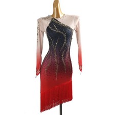 Latin Dance Dress Salsa Tango Cha cha Ballroom Rhinestone Competition Dress F994