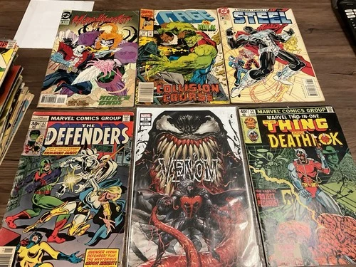 Lot Of 6 Comic Books Marvel Venom Thing Man Hunter Defenders Vtg Comics