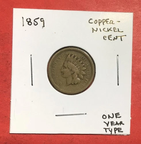 1859 US Indian Head Cent! Copper Nickel Variety! Good 1st Year Issue! Coin!