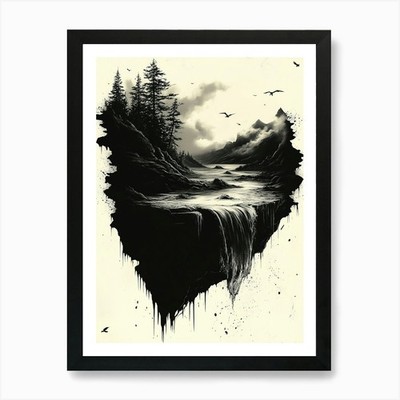 Wasserfall Kunstdruck gerahmt Wandbild Poster Leinwanddruck Bild