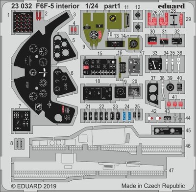 Eduard 1/24 Grumman F6F-5 Hellcat Cockpit+Interior (Airfix) 23032