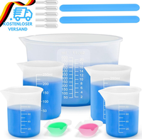 14Er Messbecher Epoxidharz, Silikonbecher Set Skala Mischbecher 600Ml/250Ml/100M