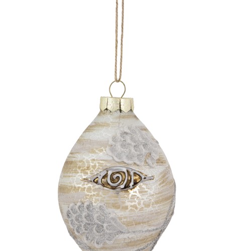 Northlight 5" Birch Wood and Glitter Pine Cones Glass Finial Christmas Ornament - Picture 4 of 4