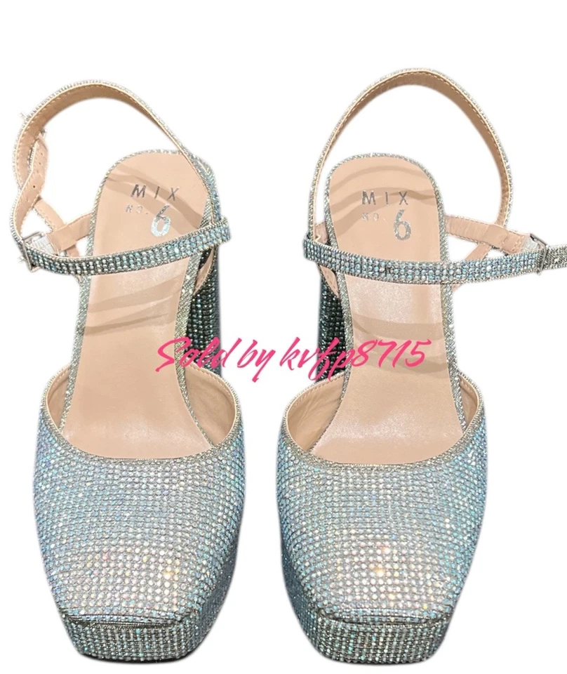 Mezcla No.6 Mujer 7.5 Plataforma Estrás Plata Cuña Brillo Lindos Tacones Elegante Foto 2 de 4