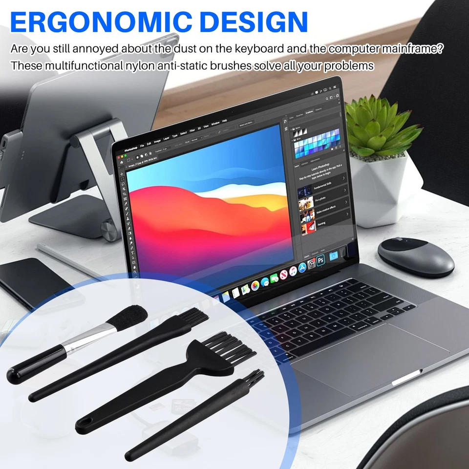 4Pcs Antistatic Brush Kit,Multi Antistatic Brush Keyboard Computer Cleaner1409 - Image 3 of 4