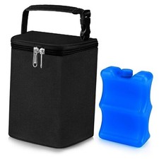 Breastmilk Cooler Bag with Ice Pack, Baby Bottle Cooler Bags, Insulated Black