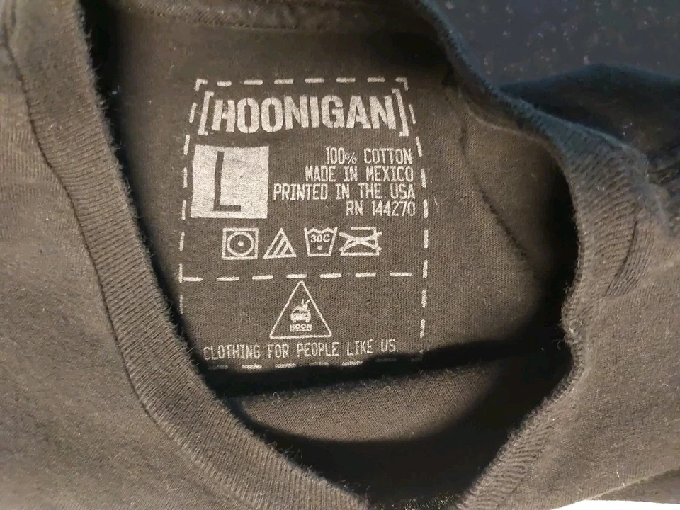 Camiseta Oficial Hoonigan Informal Gráfica Camisa Carreras Grande L Elastizada Negra Camiseta Foto 3 de 4