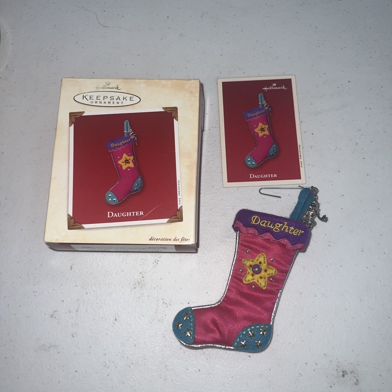 Hallmark Keepsake Daughter Stocking Ornament 2002 Fabric Ornament - New open box