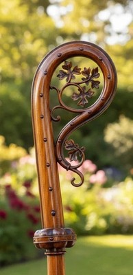 Wood CROZIER Polish Staff Crosier Bishop Quality Craftsmanship, 72''Christmas G1
