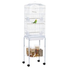 Image of PawHut Bird Cage for Budgie Finch Canary Parakeet W/ Stand Sliding Tray White