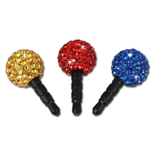 SilberDream Handystecker Shamballa 3 Glitzerkugeln gelb,rot,blau GST15 - Zdjęcie 2 z 3