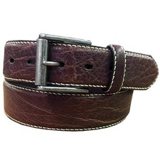 JD John Deere Men's Genuine Western Leather Belt Brown Antique Nickel Buckle
