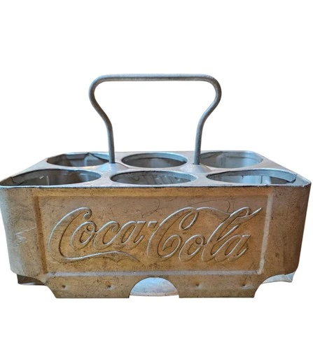 Vintage 1950s Coca-Cola Metal 6 Pack Bottle Carrier Coke Caddy Aluminum Holder