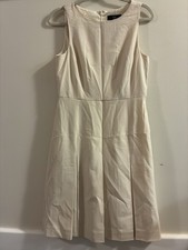 J.CREW 365 Pleated Sleeveless A-Line Dress Ivory Woven Knee Length Size 6
