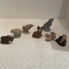 Wade Whimsies Wildlife Porcelain Animals Lot of 7 Seal Deer Elk Bison Beaver