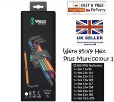 Wera 950/9 Hex-Plus, 9 Piece Metric Allen Key - 05073593001 - FREE Royal Mail