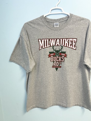 Vintage Y2K 2008 NBA Milwaukee Bucks 40th Anniversary Promo Tee T Shirt XL Gray - Picture 6 of 17