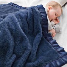 Pro Goleem Fleece Baby Blankets for Boys with 2 30x40 Inch, Navy Blue