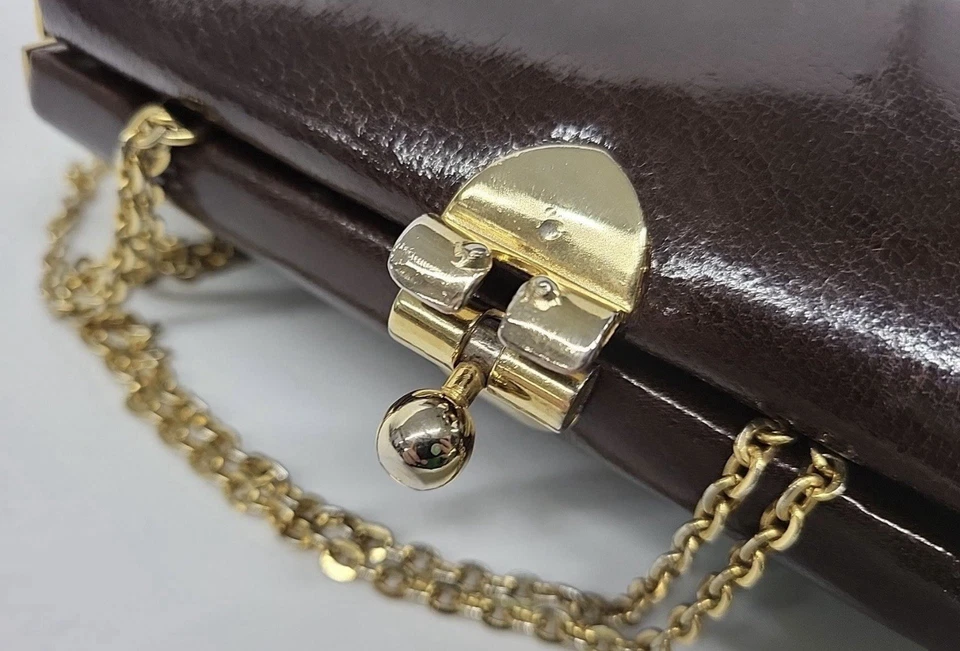 Estate TANO OF MADRID 🇪🇸ESPAÑA Estuche Rígido MARRÓN OSCURO Looks Negro Cartera Bolso sin asas* Foto 4 de 4