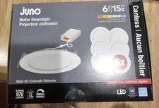 Juno 6 in. Selectable CCT Slim Canless LED White Recessed Light Trim 6-Pk