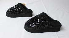 Bearpaw Women's Portia Sequin  Suede Mule Slippers JL3 Black Size US:7 UK:5