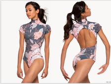 Elev Molly Cap Sleeve Floral Leotard Kids L 12-14 , excellent condition, 30