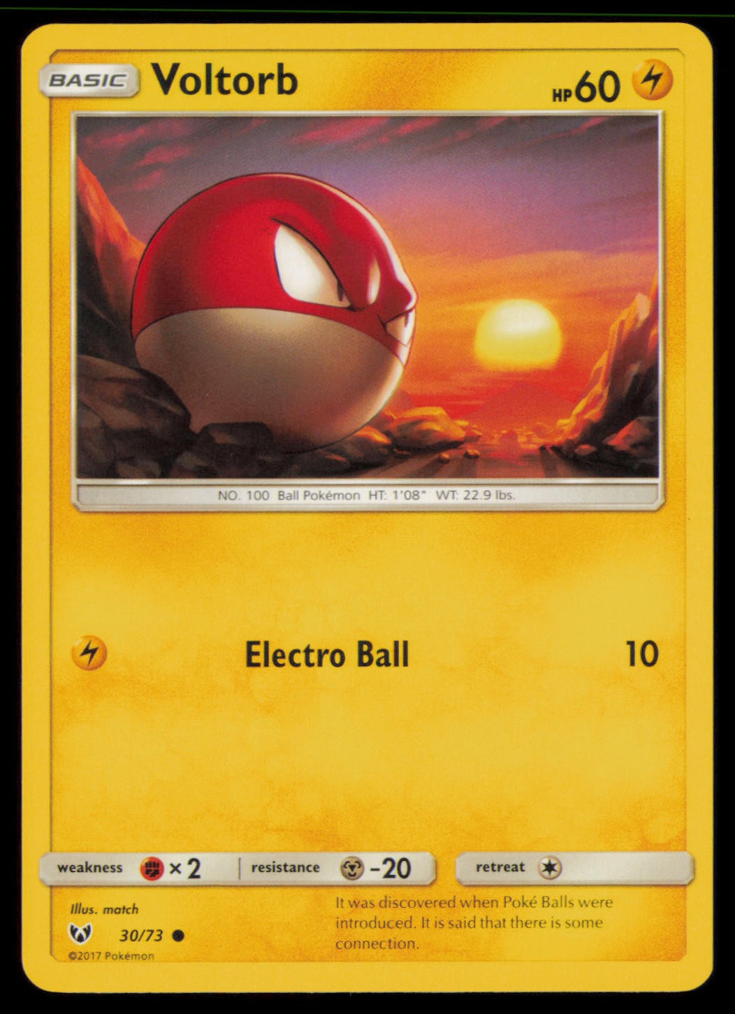 Voltorb 30/73 Common Shining Legends Pokemon Near Mint