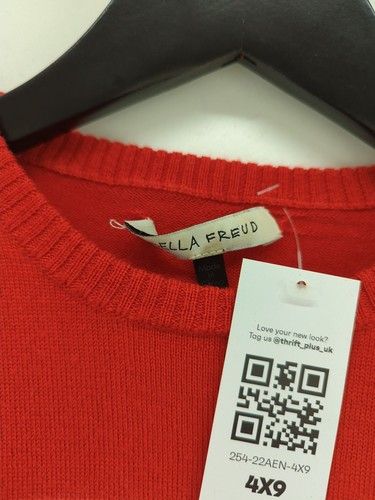 Bella Freud Women's Jumper S Red Graphic 100% Wool Round Neck Pullover - Picture 6 of 7