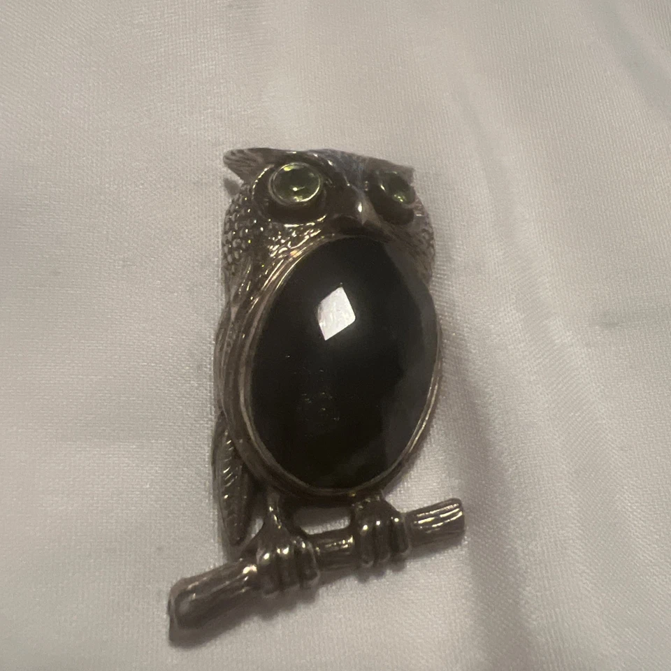 Prendedor/colgante de búho de plata esterlina Nicky Butler con piedras labradorita/grises/verdes Foto 2 de 4