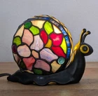 Vintage Snail Stained Glass Colorful 7" Accent Lamp Tiffany Style