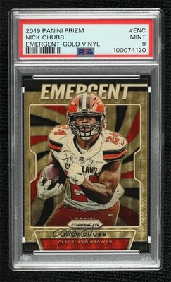 2019 Panini Prizm Emergent Gold Vinyl 3/5 Nick Chubb #E-NC PSA 9 MINT 1mc9