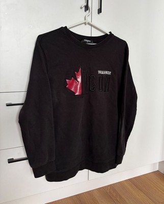 Dsquared2 ICON Crewneck Sweatshirt   Black/Red   Size XL   Made in Italy